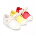 New Cotton canvas Mary Jane shoes ANGEL style with toe cap in seasonal colors.