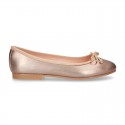 METAL Extra soft leather ballet flats with adjustable ribbon.