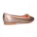 METAL Extra soft leather ballet flats with adjustable ribbon.