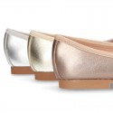 METAL Extra soft leather ballet flats with adjustable ribbon.