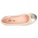 METAL Extra soft leather ballet flats with adjustable ribbon.