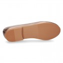 METAL Extra soft leather ballet flats with adjustable ribbon.