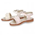 Metal Soft suede Leather shoes with FOLDS and PEARLS design for toddler girls.