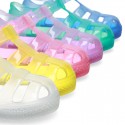 CRYSTAL COLORS TENNIS style jelly shoes for the Beach and Pool.