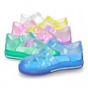 CRYSTAL COLORS TENNIS style jelly shoes for the Beach and Pool.