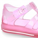 CRYSTAL COLORS TENNIS style jelly shoes for the Beach and Pool.