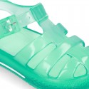 CRYSTAL COLORS TENNIS style jelly shoes for the Beach and Pool.