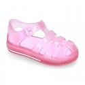 CRYSTAL COLORS TENNIS style jelly shoes for the Beach and Pool.