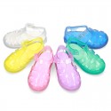 CRYSTAL COLORS TENNIS style jelly shoes for the Beach and Pool.