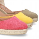 New Wedge washed effect PIQUE cotton canvas sandal espadrille shoes.
