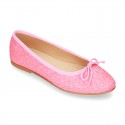 New Fashion SOFT GLITTER Ballet Flats with adjustable ribbon.