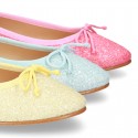 New Fashion SOFT GLITTER Ballet Flats with adjustable ribbon.