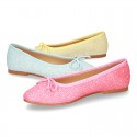 New Fashion SOFT GLITTER Ballet Flats with adjustable ribbon.