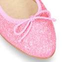 New Fashion SOFT GLITTER Ballet Flats with adjustable ribbon.