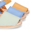 EXTRA SOFT Nappa leather Menorquina sandals with velcro strap.