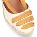 Cotton canvas wedge sandals espadrille shoes GOYESCA style with crossed ties.
