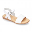 Leather sandal shoes with GLITTER finishes and buckle fastening.