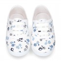 New Cotton canvas sneaker shoes with MOTORCYCLES print design.