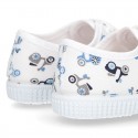 New Cotton canvas sneaker shoes with MOTORCYCLES print design.