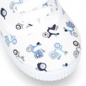 New Cotton canvas sneaker shoes with MOTORCYCLES print design.