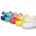 Plain colors jelly shoes with classic CLOG design for beach and pool use.