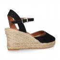 LACES design Cotton canvas wedge espadrille sandal shoes.