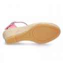 LACES design Cotton canvas wedge espadrille sandal shoes.