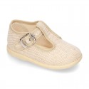 New LINEN canvas T-strap shoes for little kids.