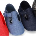 New LINEN canvas T-strap shoes for little kids.