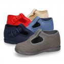 New LINEN canvas T-strap shoes for little kids.