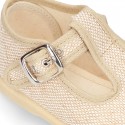 New LINEN canvas T-strap shoes for little kids.