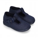 New LINEN canvas T-strap shoes for little kids.