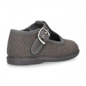 New LINEN canvas T-strap shoes for little kids.