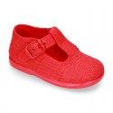 New LINEN canvas T-strap shoes for little kids.