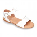 PATENT Leather Sandal shoes with Waves design for toddler girls.