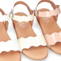 PATENT Leather Sandal shoes with Waves design for toddler girls.