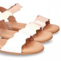 PATENT Leather Sandal shoes with Waves design for toddler girls.