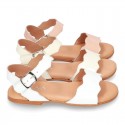 PATENT Leather Sandal shoes with Waves design for toddler girls.