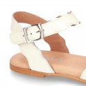 PATENT Leather Sandal shoes with Waves design for toddler girls.