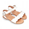 PATENT Leather Sandal shoes with Waves design for toddler girls.