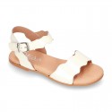 PATENT Leather Sandal shoes with Waves design for toddler girls.