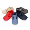 New LINEN canvas T-strap shoes for little kids.