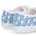 Bamba con cordones en lona con estampado POLLITOS.