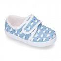 New Cotton canvas sneaker shoes with velcro strap closure and CHICKS print design.