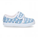 New Cotton canvas sneaker shoes with velcro strap closure and CHICKS print design.