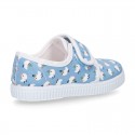 New Cotton canvas sneaker shoes with velcro strap closure and CHICKS print design.