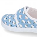 New Cotton canvas sneaker shoes with velcro strap closure and CHICKS print design.