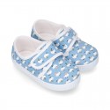 New Cotton canvas sneaker shoes with velcro strap closure and CHICKS print design.