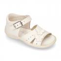 Washable leather sandal shoes with BUTTERFLIES design and FLEXIBLE soles.