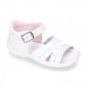 Washable leather sandal shoes with BUTTERFLIES design and FLEXIBLE soles.